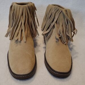 AEROSOLES Tan Fringe Ankle Boots